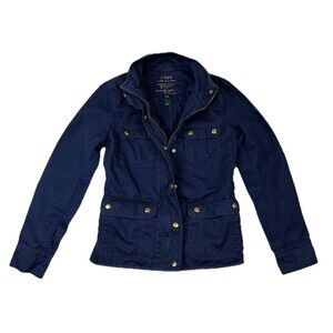 J Crew Womens Relaxed Boyfriend Field Utility Jacket Navy‎ Blue  - Size XS